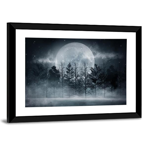 Foggy Dark Forest Canvas Wall Art-5 Horizontal-Gallery Wrap-22" x 12"-Tiaracle