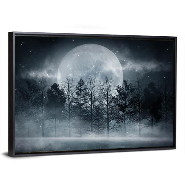Foggy Dark Forest Canvas Wall Art-5 Horizontal-Gallery Wrap-22" x 12"-Tiaracle