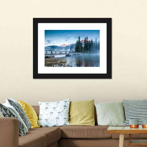 Foggy Pyramid Lake Canvas Wall Art-5 Horizontal-Gallery Wrap-22" x 12"-Tiaracle