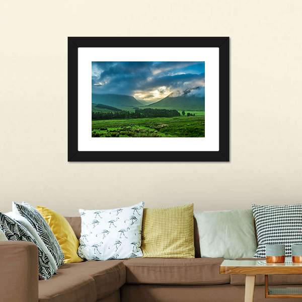 Foggy Sunset In Glencoe Canvas Wall Art-3 Horizontal-Gallery Wrap-25" x 16"-Tiaracle