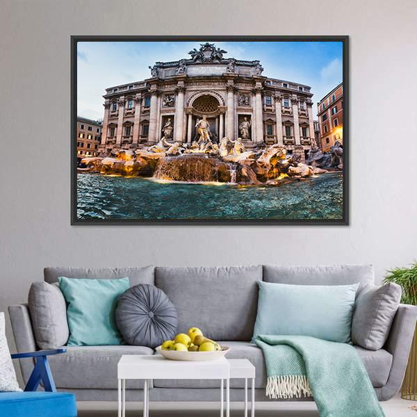Fontana Trevi Italy Canvas Wall Art-5 Horizontal-Gallery Wrap-22" x 12"-Tiaracle