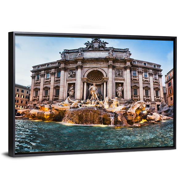 Fontana Trevi Italy Canvas Wall Art-5 Horizontal-Gallery Wrap-22" x 12"-Tiaracle