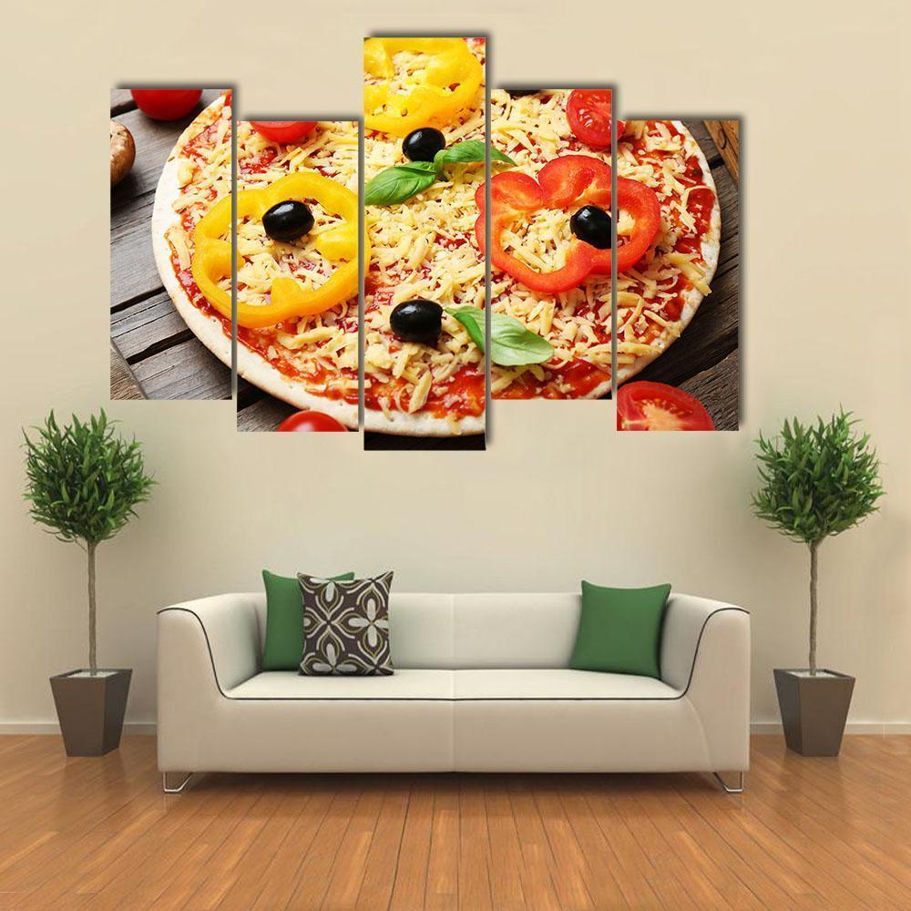 Food Ingredients For Pizza Canvas Wall Art-5 Pop-Gallery Wrap-47" x 32"-Tiaracle