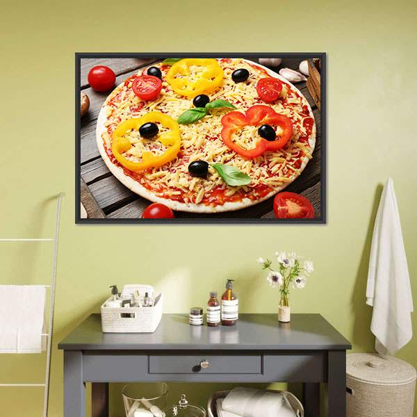 Food Ingredients For Pizza Canvas Wall Art-1 Piece-Floating Frame-24" x 16"-Tiaracle