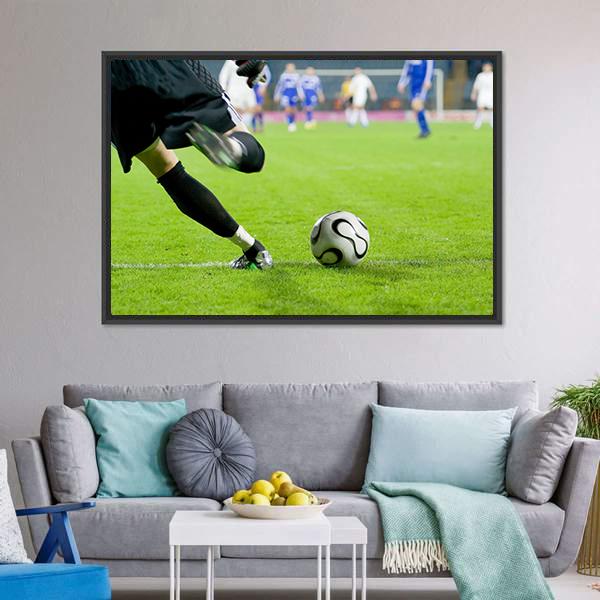 Football Goalkeeper Kick The Ball Canvas Wall Art-3 Horizontal-Gallery Wrap-25" x 16"-Tiaracle