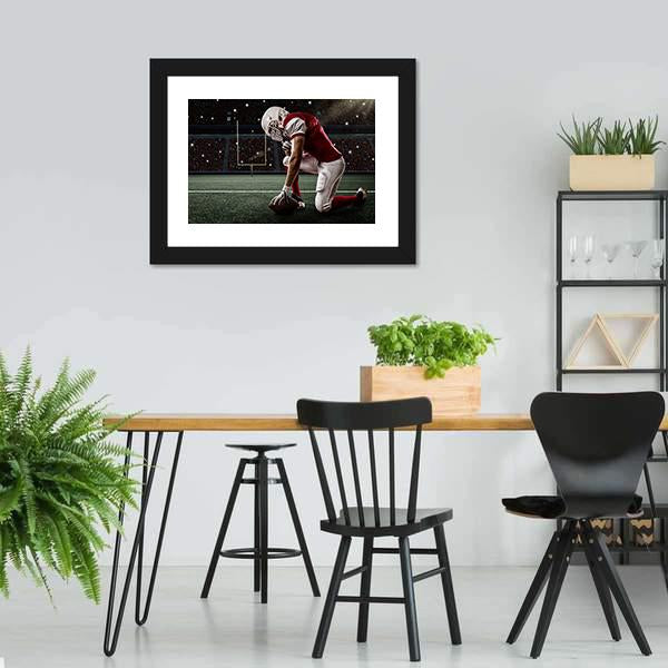 Football Player On His Knees Canvas Wall Art-5 Horizontal-Gallery Wrap-22" x 12"-Tiaracle