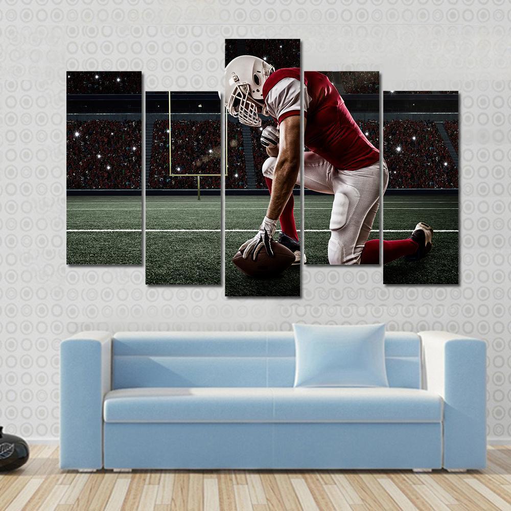Football Player On His Knees Canvas Wall Art-5 Pop-Gallery Wrap-47" x 32"-Tiaracle