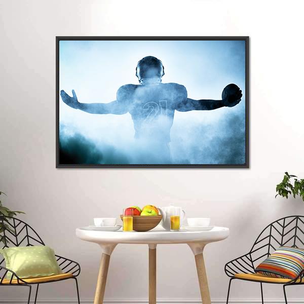 Football Player Portrait In Silhouette Canvas Wall Art-5 Horizontal-Gallery Wrap-22" x 12"-Tiaracle