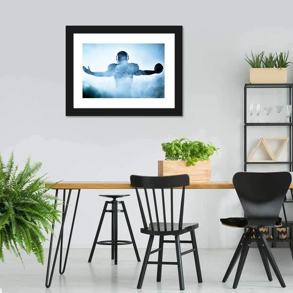 Football Player Portrait In Silhouette Canvas Wall Art-5 Horizontal-Gallery Wrap-22" x 12"-Tiaracle
