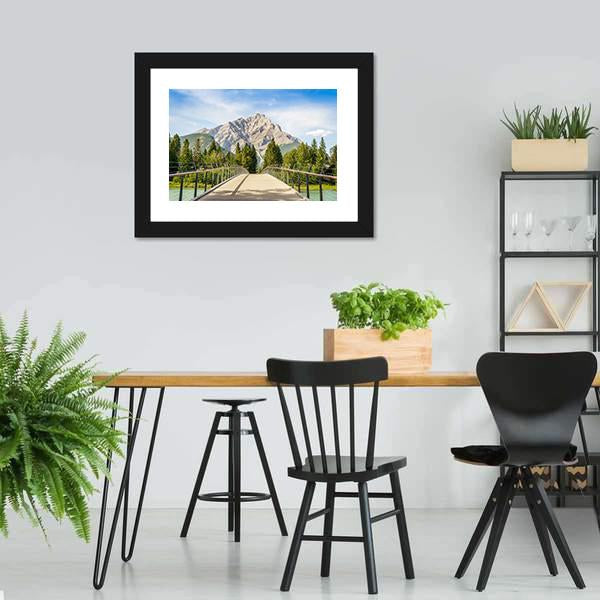 Footbridge Over Bow River Canvas Wall Art-3 Horizontal-Gallery Wrap-25" x 16"-Tiaracle