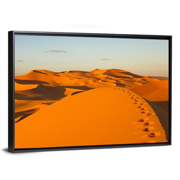 Footprints In Sand Dunes Canvas Wall Art-3 Horizontal-Gallery Wrap-25" x 16"-Tiaracle