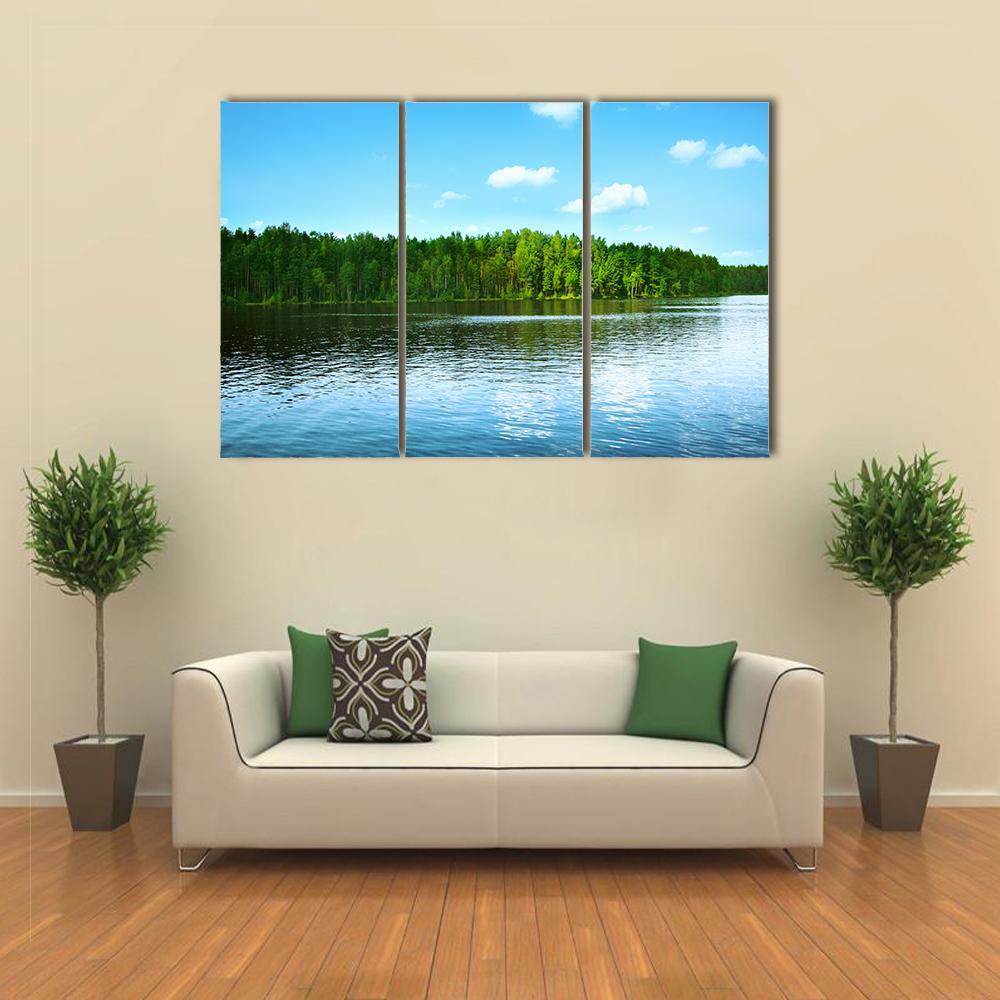 Forest & Lake Canvas Wall Art-3 Horizontal-Gallery Wrap-37" x 24"-Tiaracle