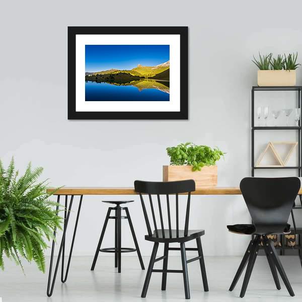 Forest And Mountains With Lake Canvas Wall Art-3 Horizontal-Gallery Wrap-25" x 16"-Tiaracle