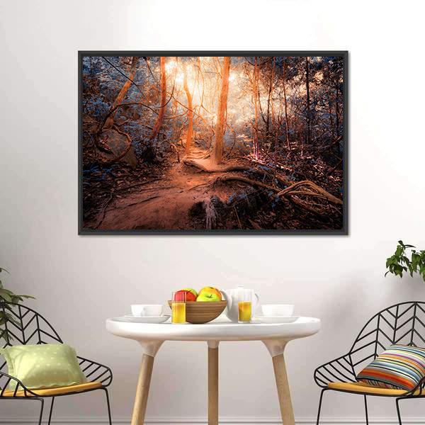 Forest In Surreal Colors Canvas Wall Art-5 Horizontal-Gallery Wrap-22" x 12"-Tiaracle