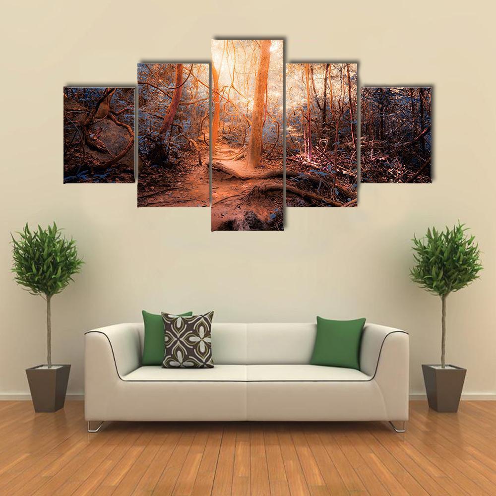 Forest In Surreal Colors Canvas Wall Art-5 Star-Gallery Wrap-62" x 32"-Tiaracle