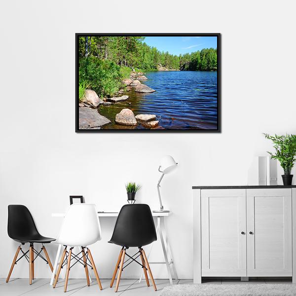 Forest Lake Finland Canvas Wall Art-3 Horizontal-Gallery Wrap-25" x 16"-Tiaracle