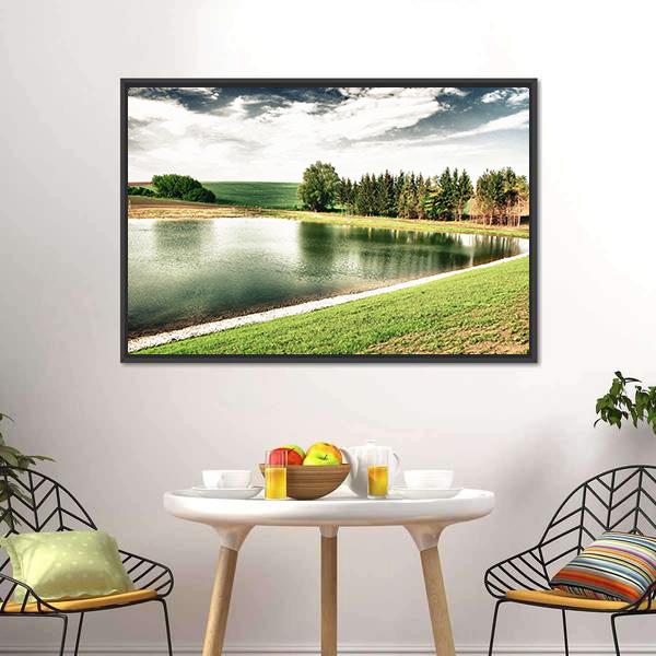 Forest Lake Canvas Wall Art-3 Horizontal-Gallery Wrap-25" x 16"-Tiaracle