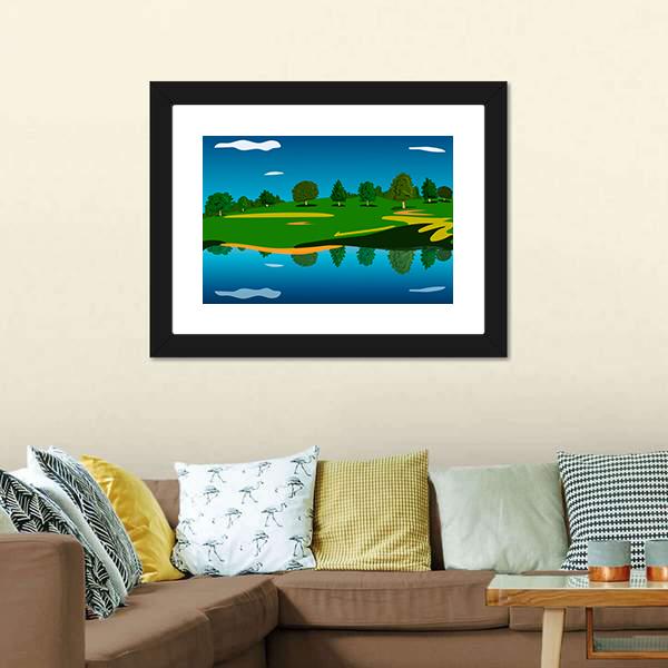 Forest Landscape Near Lake Canvas Wall Art-3 Horizontal-Gallery Wrap-25" x 16"-Tiaracle