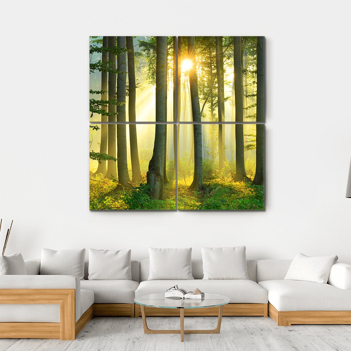Forest Morning Canvas Wall Art-4 Square-Gallery Wrap-17" x 17"-Tiaracle