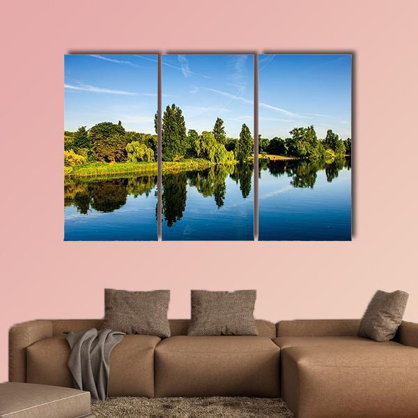 Forest Near Lake Canvas Wall Art-3 Horizontal-Gallery Wrap-37" x 24"-Tiaracle