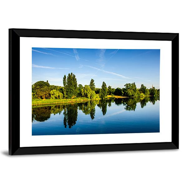Forest Near Lake Canvas Wall Art-3 Horizontal-Gallery Wrap-25" x 16"-Tiaracle