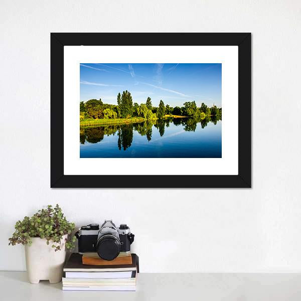 Forest Near Lake Canvas Wall Art-1 Piece-Framed Print-20" x 16"-Tiaracle