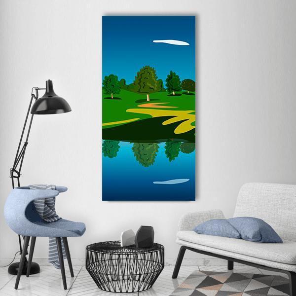 Forest Landscape Near Lake Vertical Canvas Wall Art-1 Vertical-Gallery Wrap-12" x 24"-Tiaracle