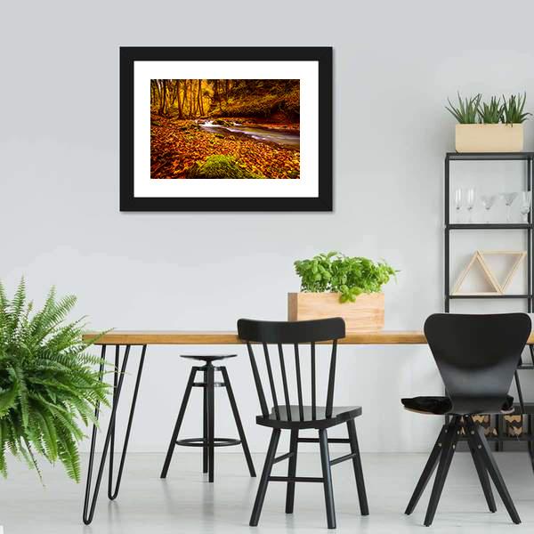 Forest Road In Autumn Canvas Wall Art-3 Horizontal-Gallery Wrap-25" x 16"-Tiaracle