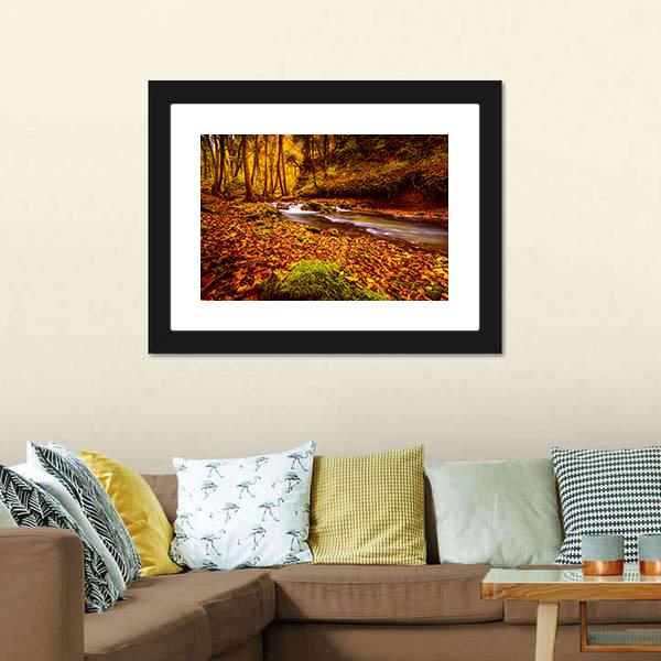 Forest Road In Autumn Canvas Wall Art-3 Horizontal-Gallery Wrap-25" x 16"-Tiaracle