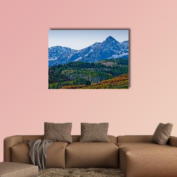 Forest With Mountain Dallas Canvas Wall Art-1 Piece-Gallery Wrap-48" x 32"-Tiaracle