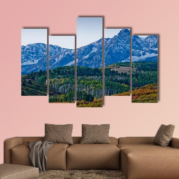 Forest With Mountain Dallas Canvas Wall Art-5 Pop-Gallery Wrap-47" x 32"-Tiaracle