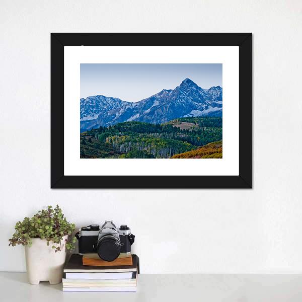 Forest With Mountain Dallas Canvas Wall Art-1 Piece-Framed Print-20" x 16"-Tiaracle