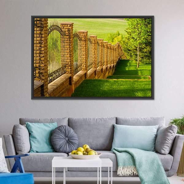 Forged Fence Canvas Wall Art-3 Horizontal-Gallery Wrap-25" x 16"-Tiaracle