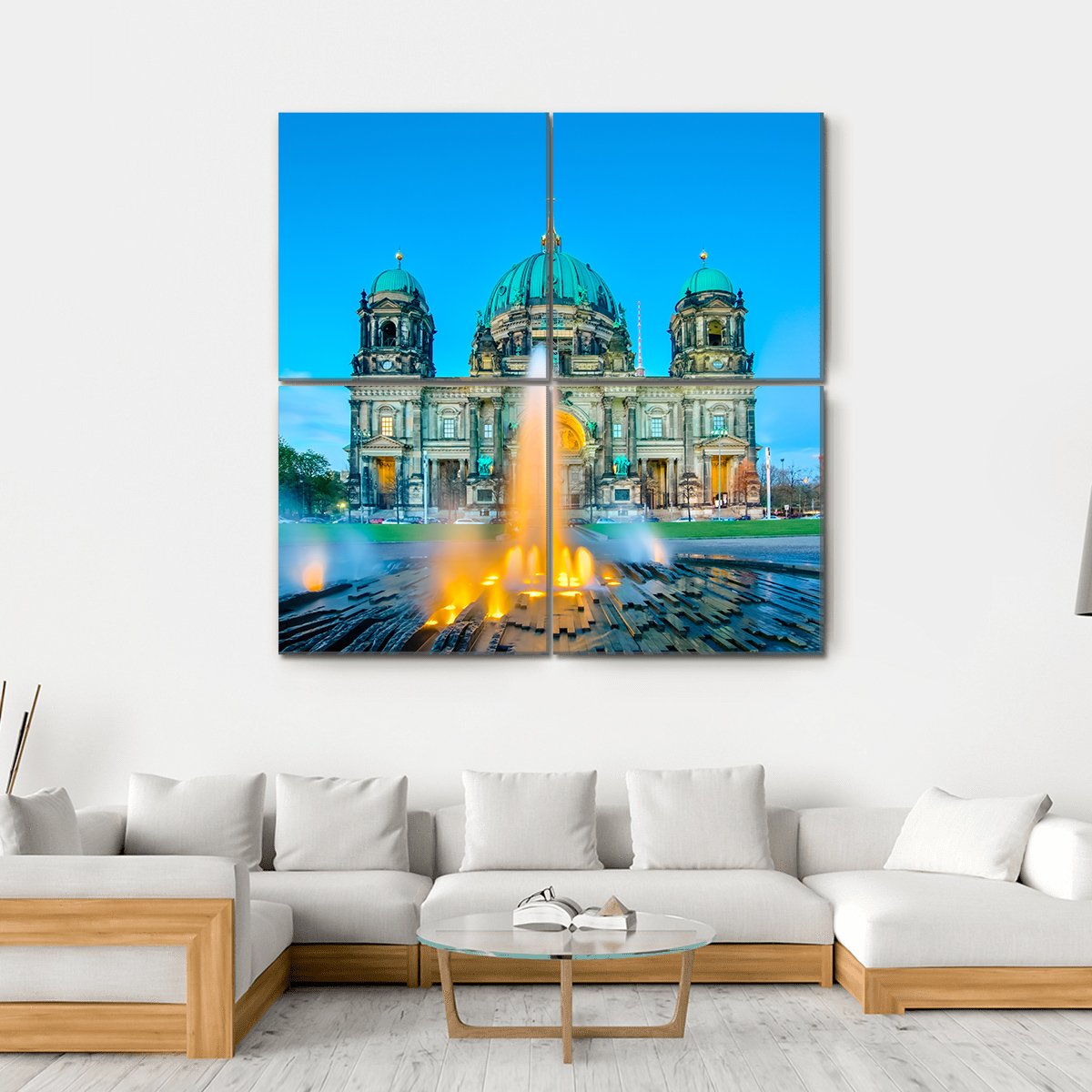 Fountain & Berlin Cathedral Canvas Wall Art-4 Square-Gallery Wrap-17" x 17"-Tiaracle