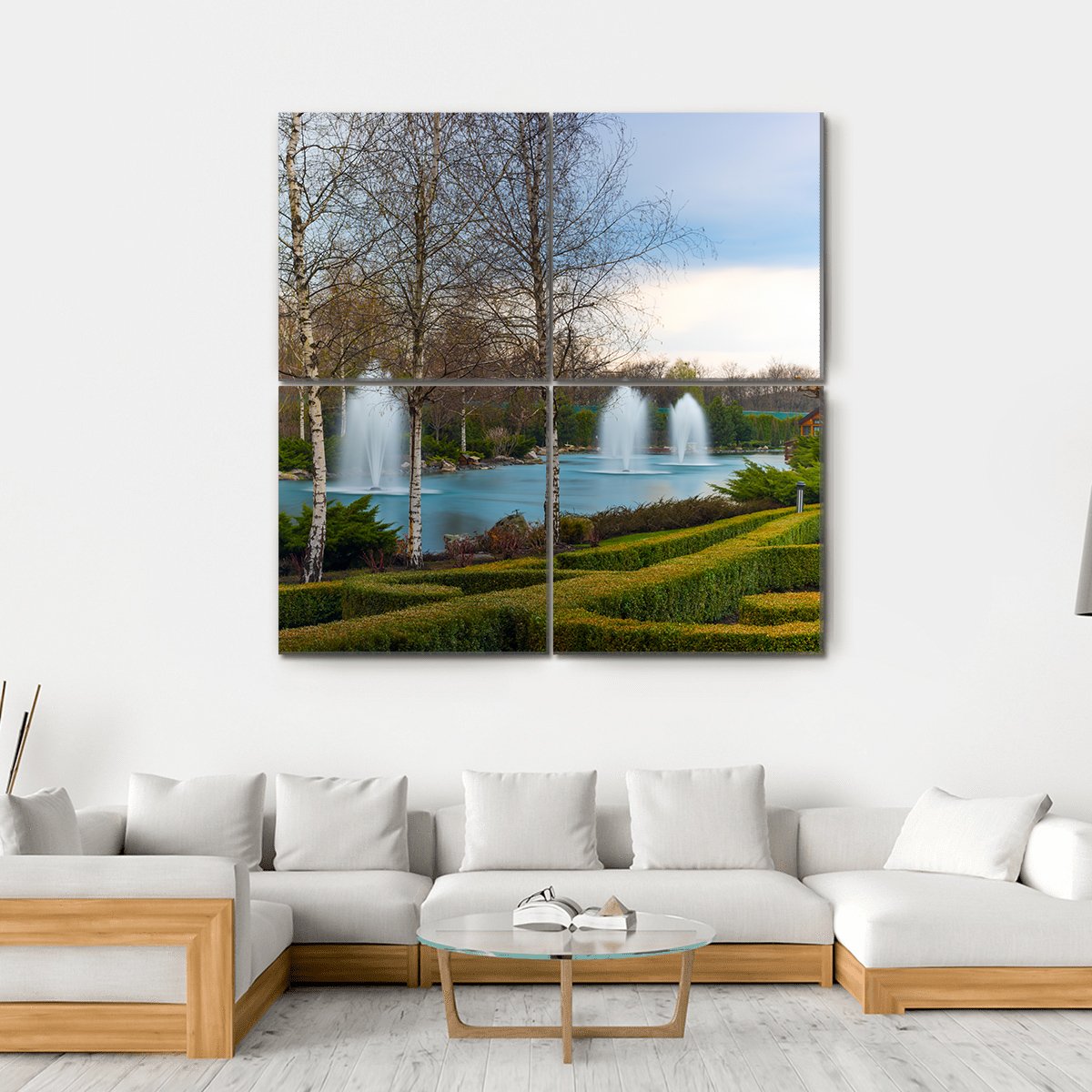 Fountains & Beautiful Scenery Canvas Wall Art-4 Square-Gallery Wrap-17" x 17"-Tiaracle