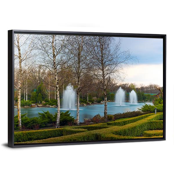 Fountains & Beautiful Scenery Canvas Wall Art-3 Horizontal-Gallery Wrap-25" x 16"-Tiaracle