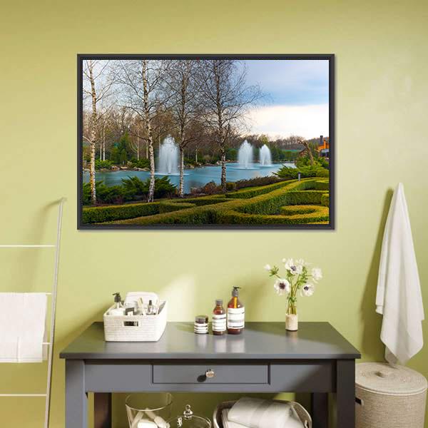 Fountains & Beautiful Scenery Canvas Wall Art-1 Piece-Floating Frame-24" x 16"-Tiaracle