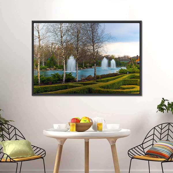 Fountains & Beautiful Scenery Canvas Wall Art-3 Horizontal-Gallery Wrap-25" x 16"-Tiaracle