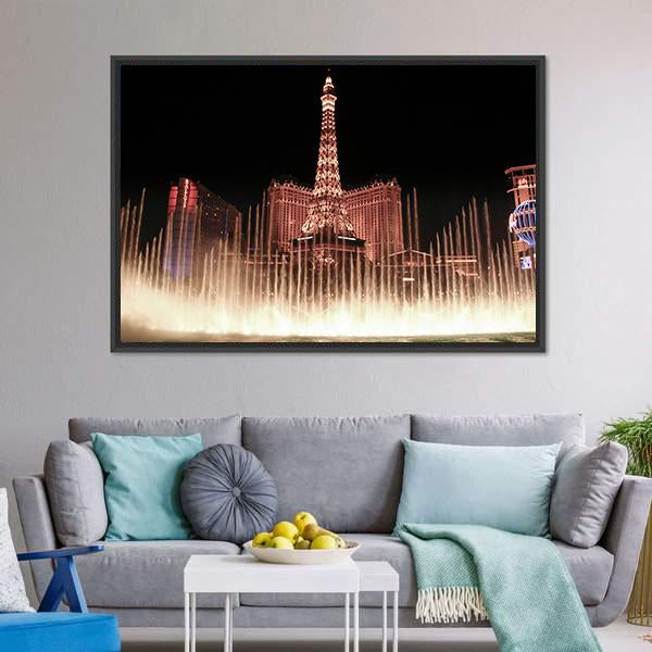 Fountains Of Bellagio Canvas Wall Art-5 Horizontal-Gallery Wrap-22" x 12"-Tiaracle