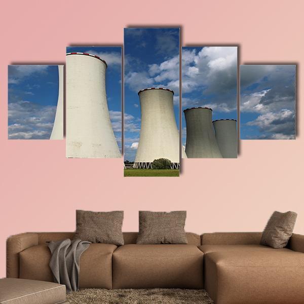 Cooling Towers Canvas Wall Art-5 Star-Gallery Wrap-62" x 32"-Tiaracle
