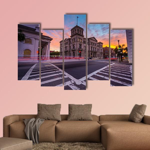Four Corners In Charleston Canvas Wall Art-5 Pop-Gallery Wrap-47" x 32"-Tiaracle