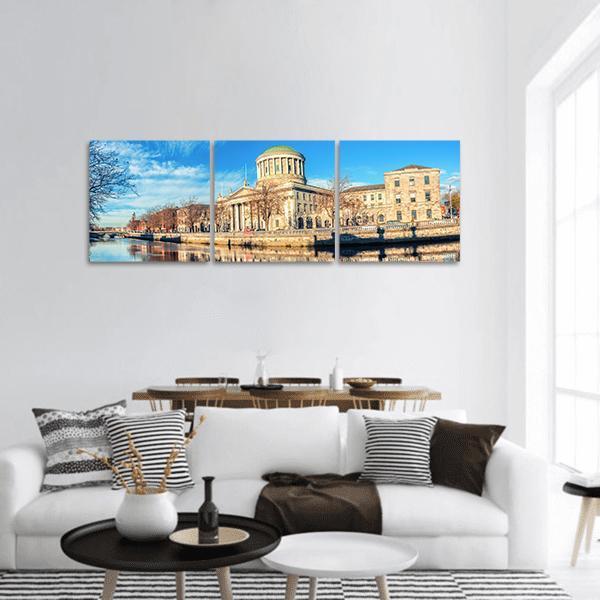 Four Courts In Dublin Panoramic Canvas Wall Art-3 Piece-25" x 08"-Tiaracle