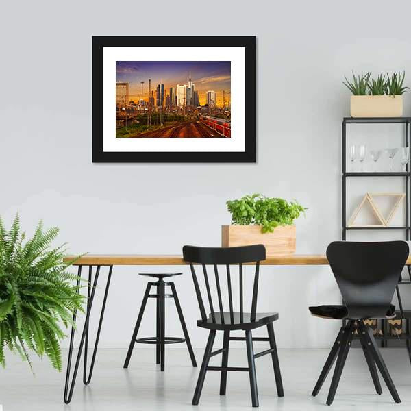 Frankfurt Skyline From Railway Station Canvas Wall Art-3 Horizontal-Gallery Wrap-25" x 16"-Tiaracle