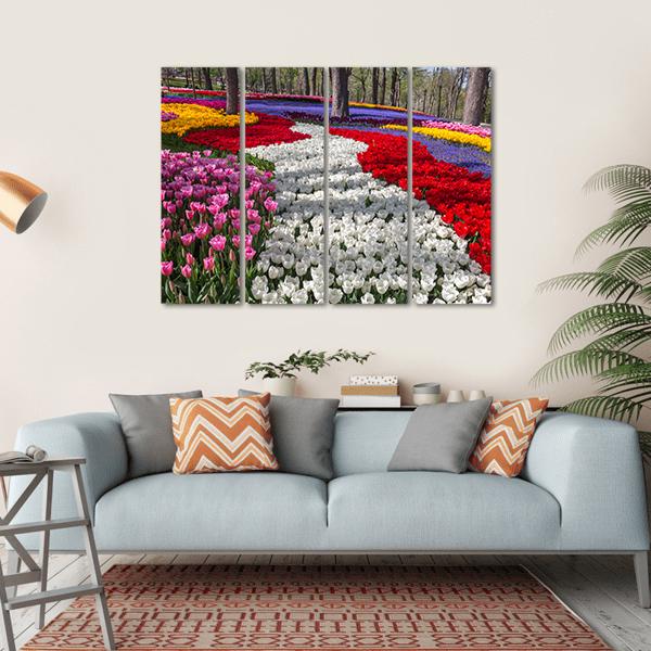 Fresh Spring Flowers Canvas Wall Art-4 Horizontal-Gallery Wrap-34" x 24"-Tiaracle