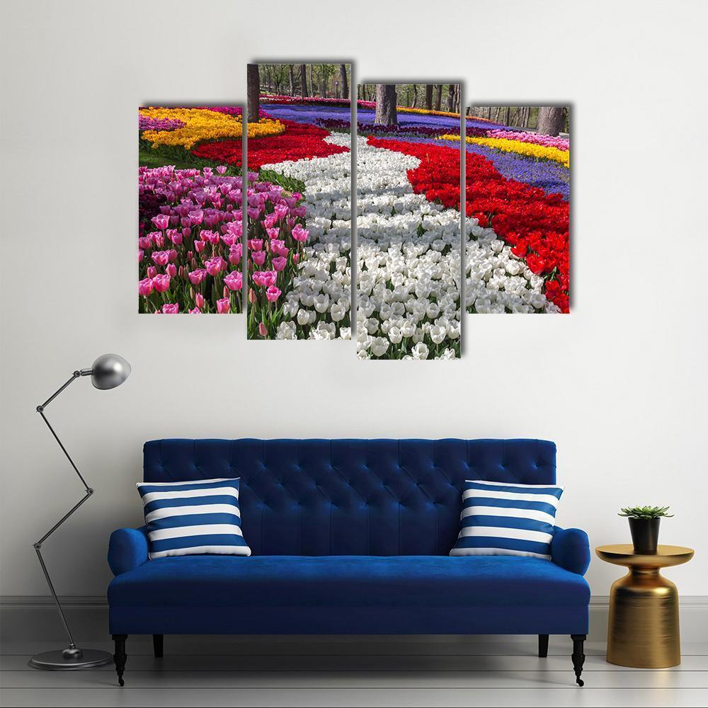 Fresh Spring Flowers Canvas Wall Art-4 Pop-Gallery Wrap-50" x 32"-Tiaracle