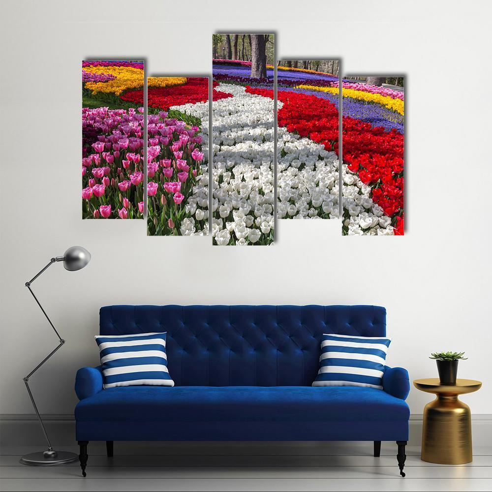 Fresh Spring Flowers Canvas Wall Art-5 Pop-Gallery Wrap-47" x 32"-Tiaracle