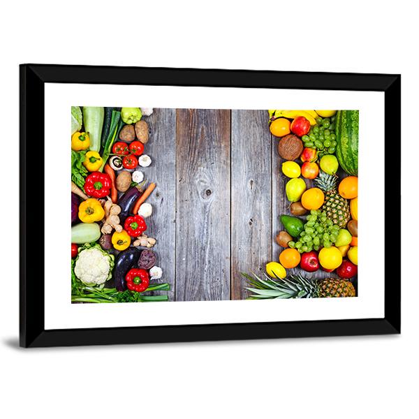 Fresh Vegetables And Fruit Canvas Wall Art-5 Horizontal-Gallery Wrap-22" x 12"-Tiaracle