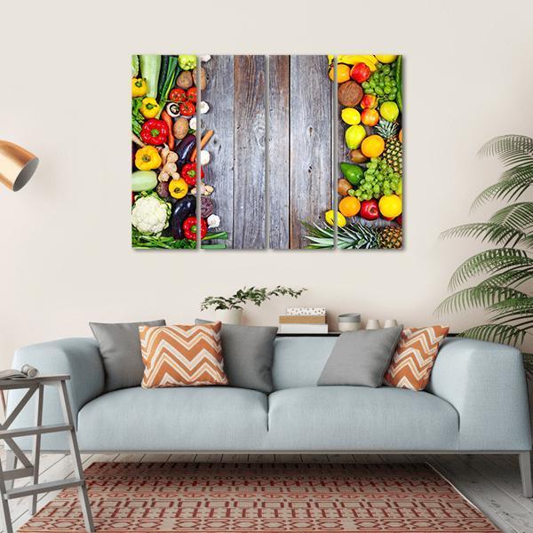 Fresh Vegetables And Fruit Canvas Wall Art-4 Horizontal-Gallery Wrap-34" x 24"-Tiaracle