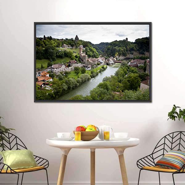 Fribourg City Switzerland Canvas Wall Art-3 Horizontal-Gallery Wrap-25" x 16"-Tiaracle