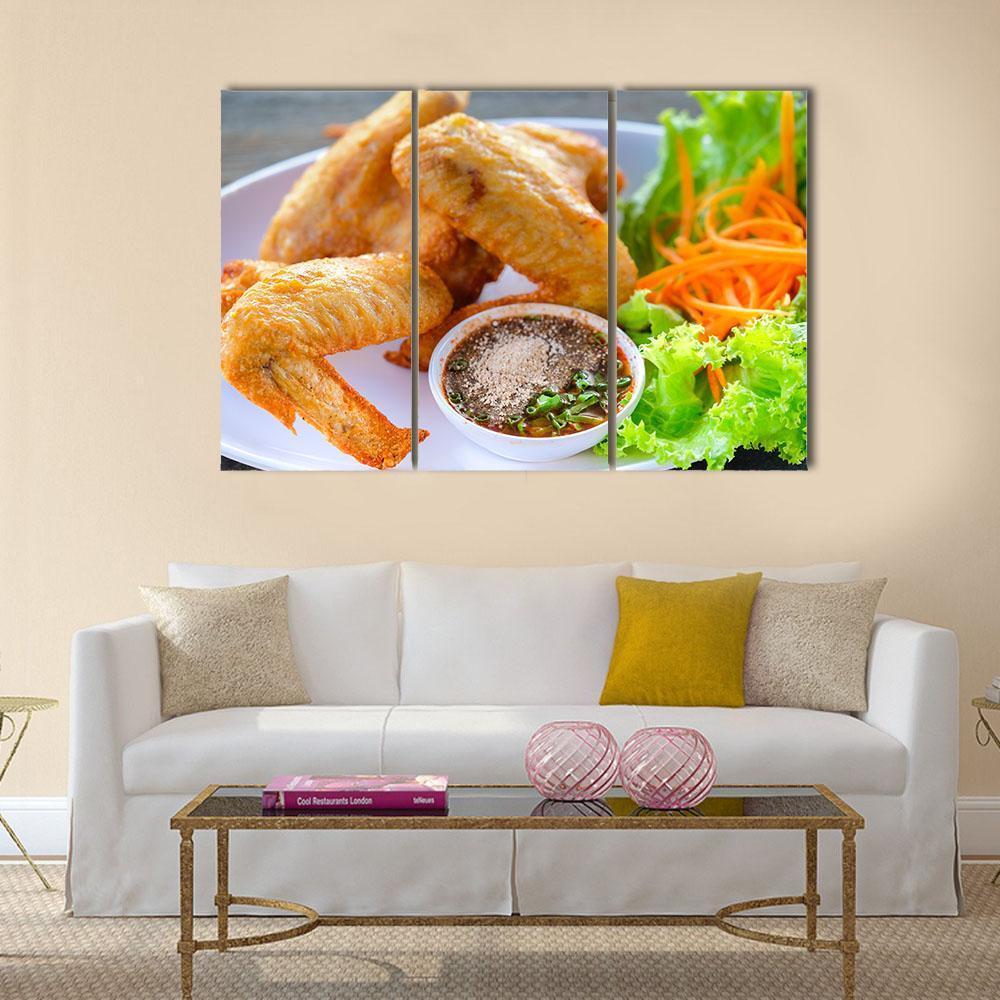 Fried Chicken Canvas Wall Art-3 Horizontal-Gallery Wrap-37" x 24"-Tiaracle